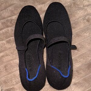 Rothy's Black Flats with Blue Accent